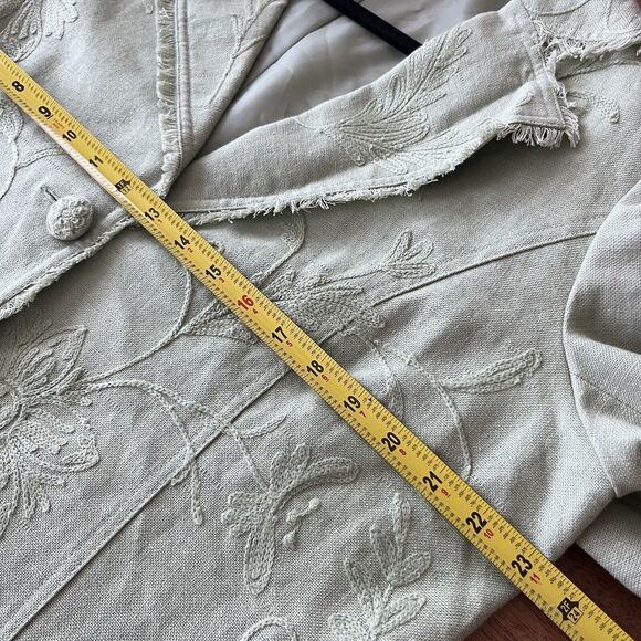 Carole Little Vintage Womens Size 1X Embroidered Jacket with Fringe Detail Sage - Picture 9 of 13